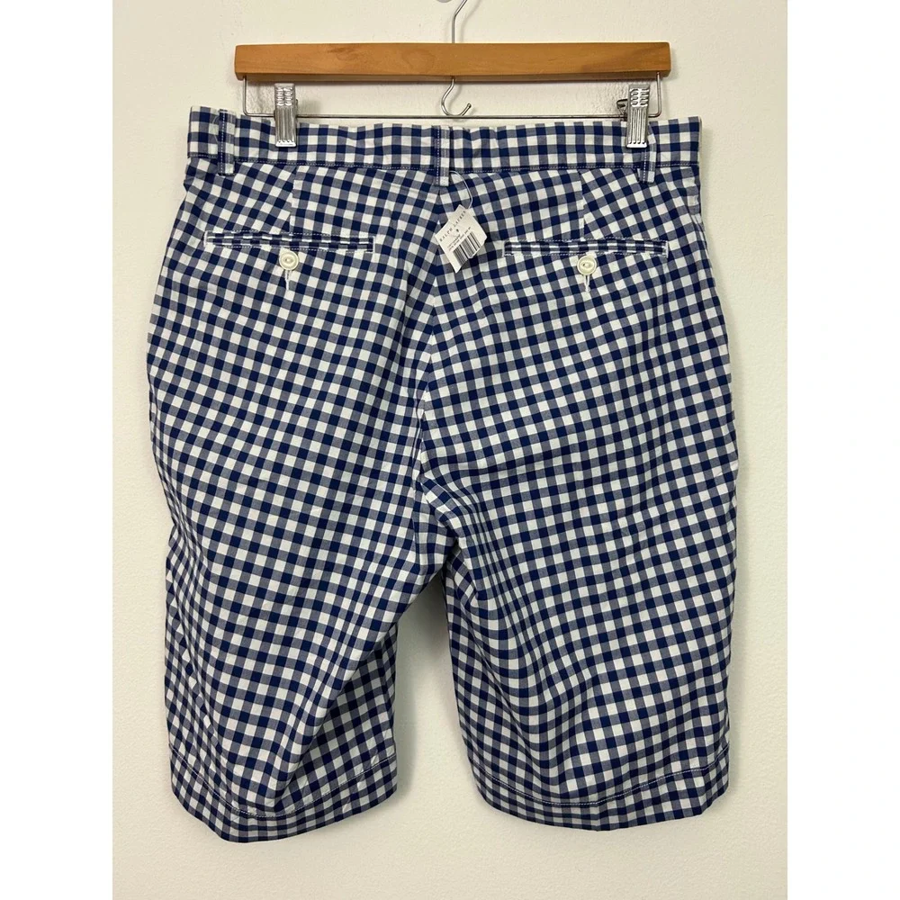 Polo Ralph Lauren Mens Gingham Shorts Navy Blue White Check Cotton Size‎ 33 NEW
